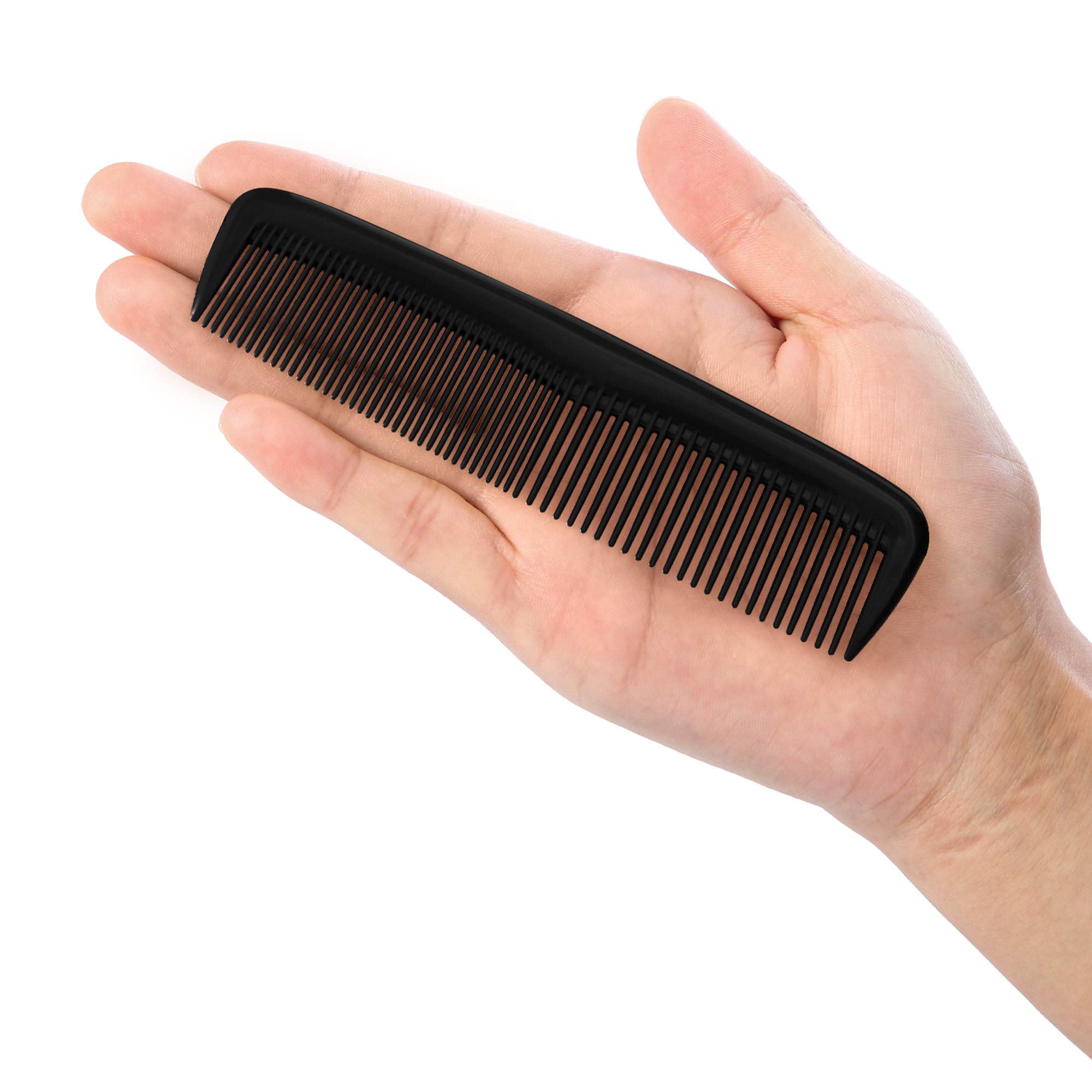 12 Pieces Hair Combs Set Pocket for Women and Men, Fine Dressing Comb,Plastic (Black)