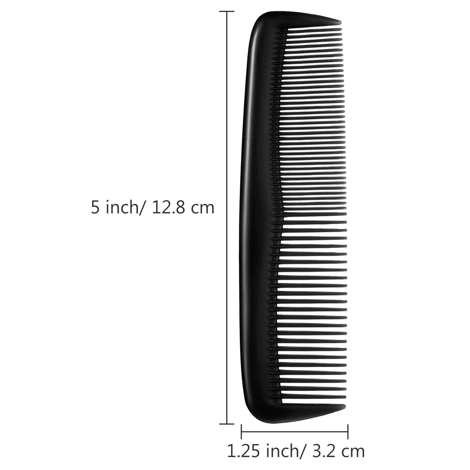 12 Pieces Hair Combs Set Pocket for Women and Men, Fine Dressing Comb,Plastic (Black)