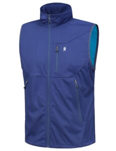 little donkey andy men's lightweight softshell vest, windproof sleeveless jacket for travel hiking running golf blue xl
