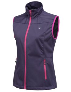 little donkey andy women's lightweight softshell vest, windproof sleeveless jacket for running hiking travel, purple s