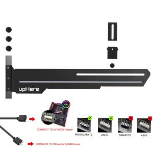 upHere GS05ARGB Addressable RGB Graphics Card GPU Brace Support Video Card Sag Holder/Holster Bracket,Built-in ARGB Strip,Adjustable Length and Height Support