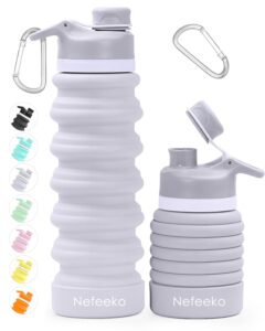 nefeeko collapsible water bottle, 26oz silicone foldable water bottles leakproof bpa free travel water bottles with carabiner, portable sport water bottles for camping,hiking outdoor indoor sport