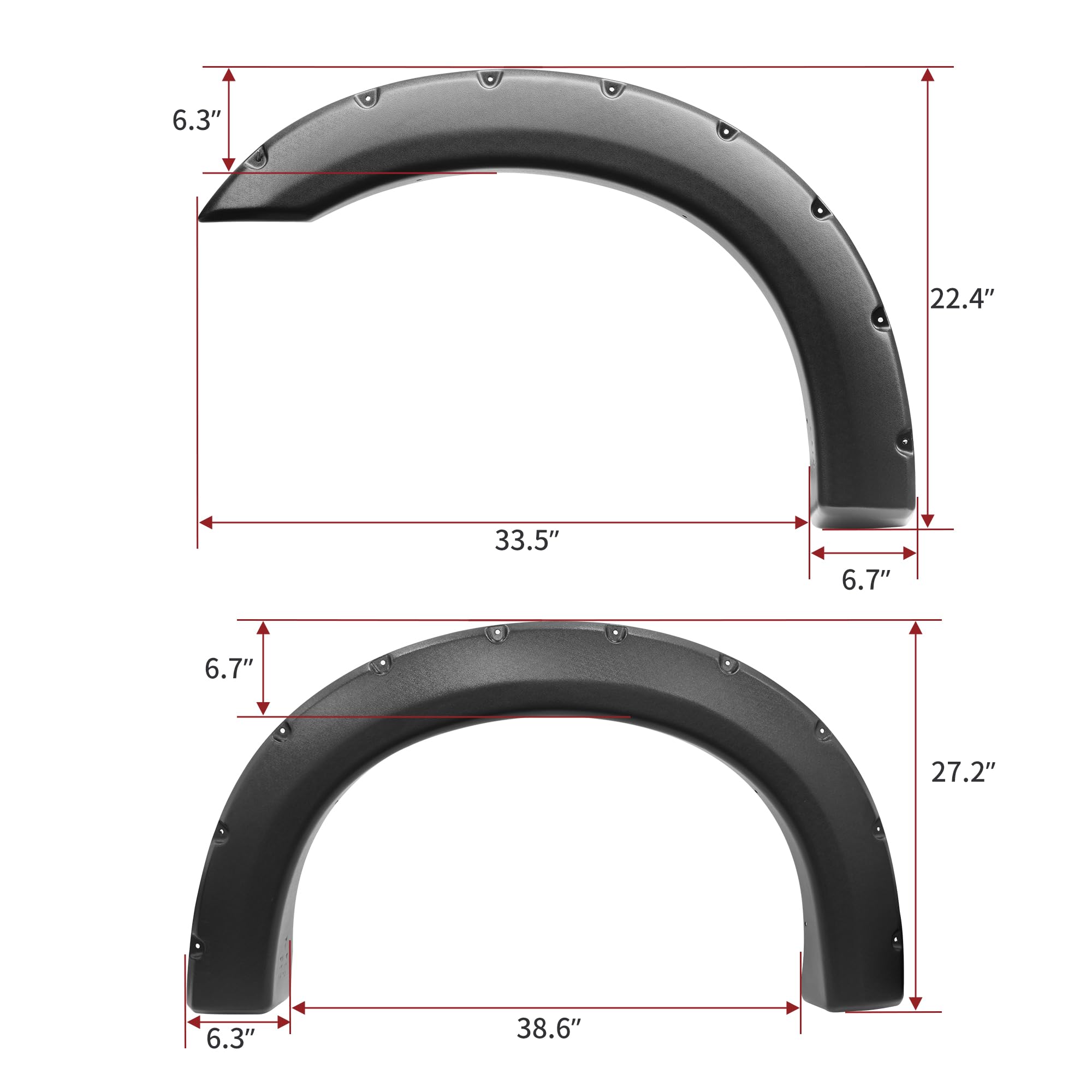 LEDKINGDOMUS Fender Flares Kit Compatible for 1999-2007 Ford F-250 / F-350 / F-450 Super Duty, UV Protected Dura-Flex Material Smooth Black Finish Front Rear Fenders Pocket Rivet Style 4pcs