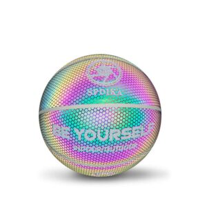 aozbz glow basketball no.7 holographic basketball glow in the dark for night sports kids gifts, with ball bag, inflator, ball needles
