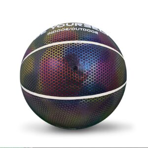 AOZBZ Glow Basketball NO.7 Holographic Basketball Glow in The Dark for Night Sports Kids Gifts, with Ball Bag, Inflator, Ball Needles