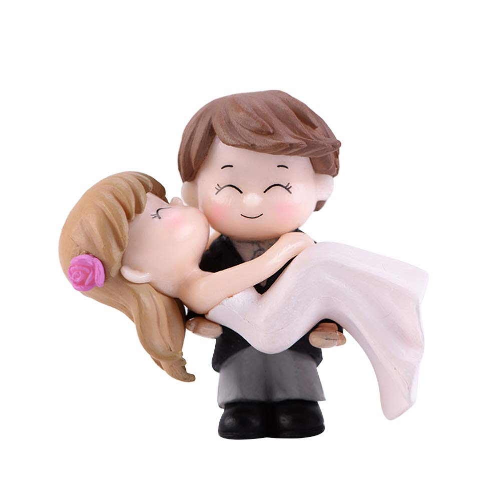 everd1487HH Couple Bride Groom Model Miniature Landscape Wedding Figurine Decor Ornament,Novely and Funny Home Ornaments Children Gift- Black White