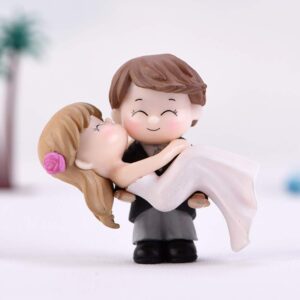 everd1487HH Couple Bride Groom Model Miniature Landscape Wedding Figurine Decor Ornament,Novely and Funny Home Ornaments Children Gift- Black White