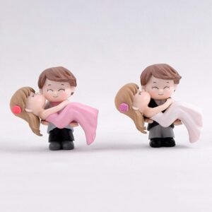 everd1487HH Couple Bride Groom Model Miniature Landscape Wedding Figurine Decor Ornament,Novely and Funny Home Ornaments Children Gift- Black White