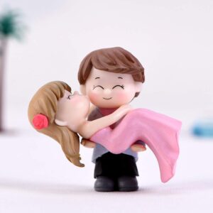 everd1487HH Couple Bride Groom Model Miniature Landscape Wedding Figurine Decor Ornament,Novely and Funny Home Ornaments Children Gift- Black White