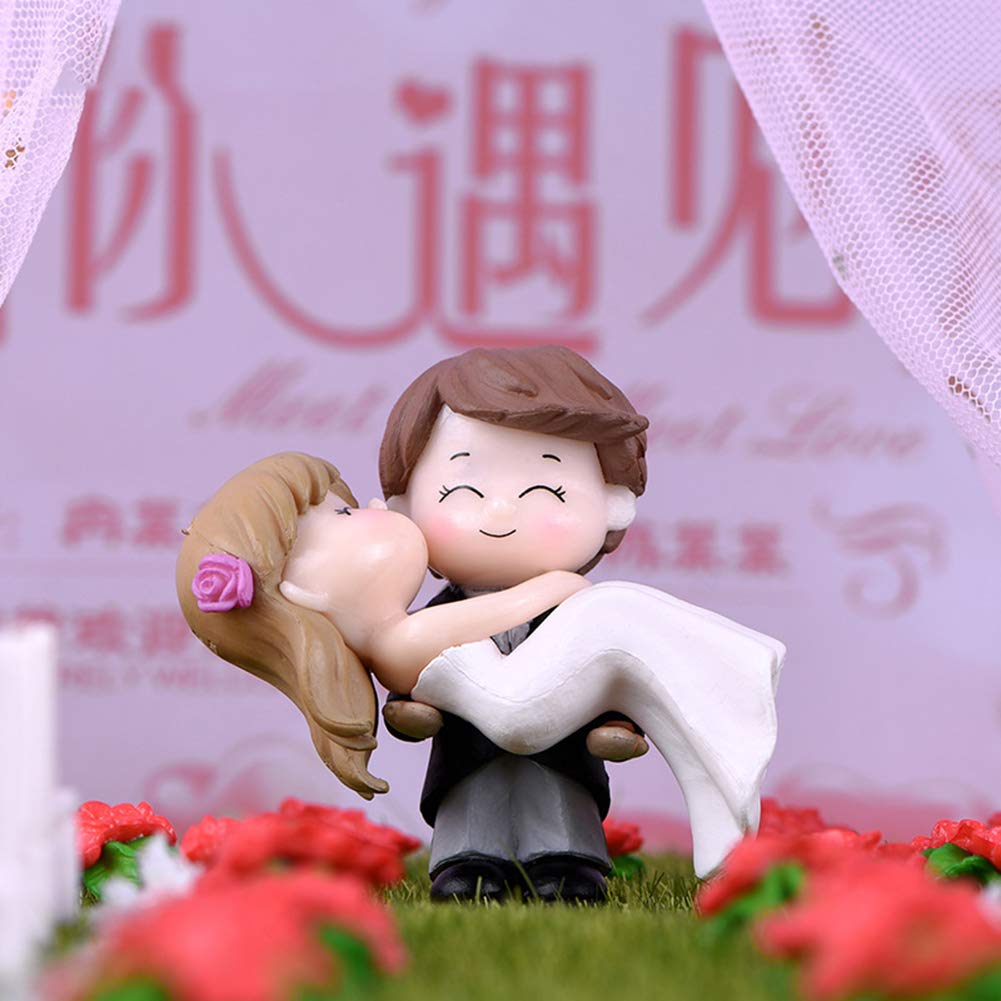 everd1487HH Couple Bride Groom Model Miniature Landscape Wedding Figurine Decor Ornament,Novely and Funny Home Ornaments Children Gift- Black White