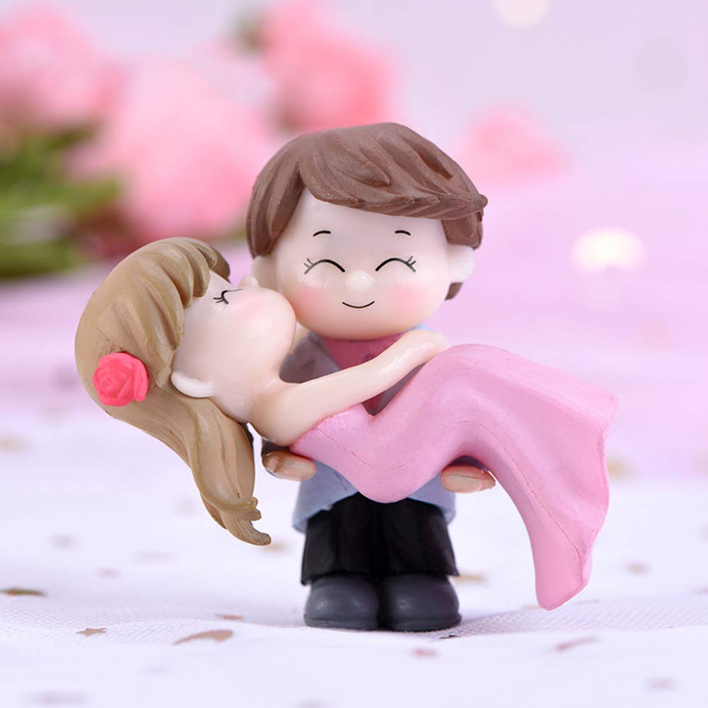 everd1487HH Couple Bride Groom Model Miniature Landscape Wedding Figurine Decor Ornament,Novely and Funny Home Ornaments Children Gift- Black White