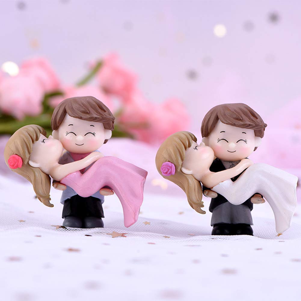 everd1487HH Couple Bride Groom Model Miniature Landscape Wedding Figurine Decor Ornament,Novely and Funny Home Ornaments Children Gift- Black White