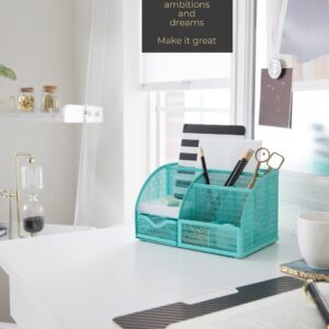 BLU MONACO Aqua Desk Organizer - Girly Cute Aqua Turquoise Desk Accessories - Storage for School Locker Bedroom or Home - Stationary Holder