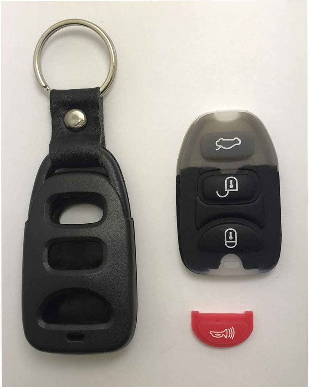 3+ Panic Button Key Fob Case Shell Fit for Hyundai Elantra Sonata Accent Kia Optima Keyless Entry Remote Key Fob Cover Replacement Key Housing (4 buttons)