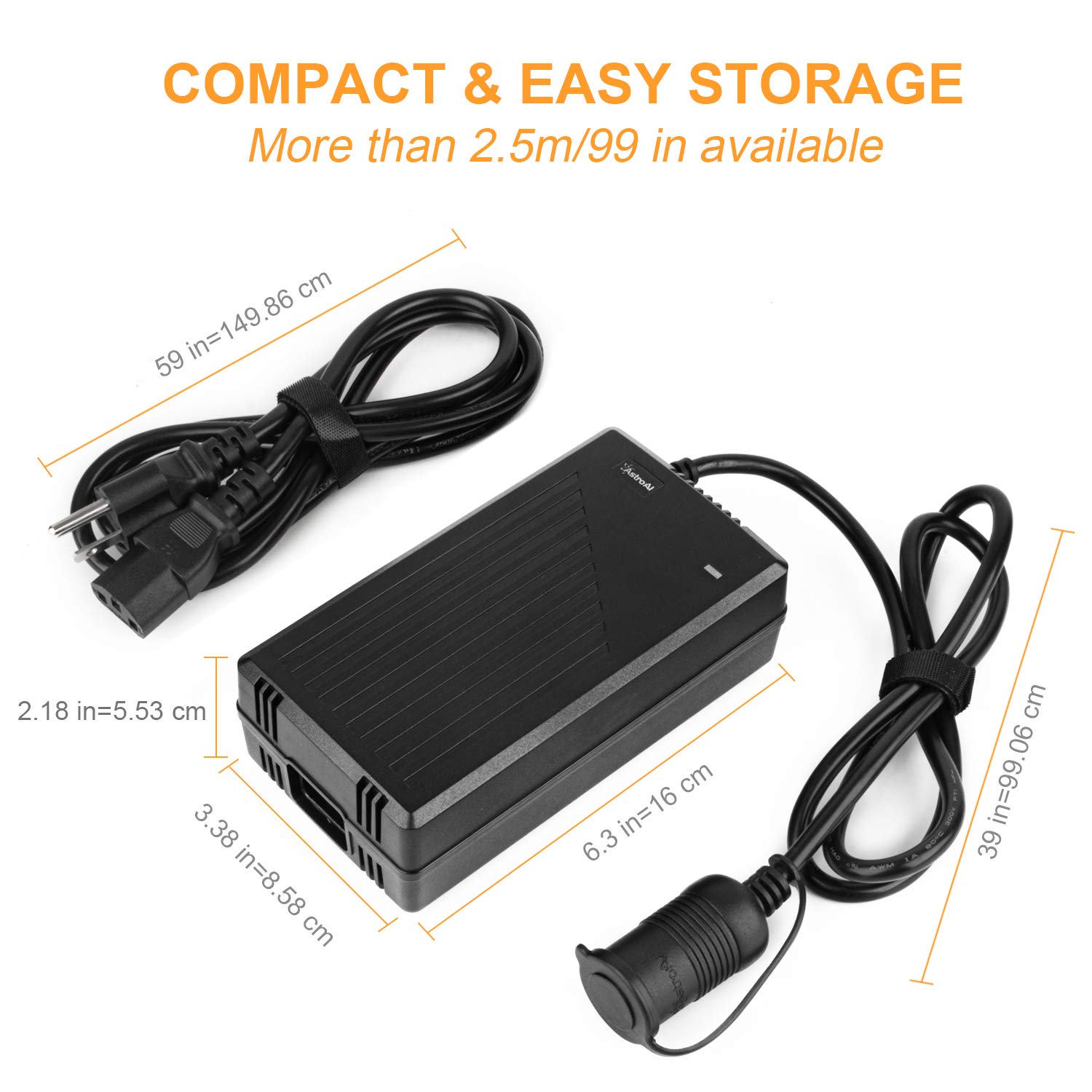 AstroAI AC to DC Converter, 15A/180W/8.25FT/110V to 12V Converter, Car Cigarette Lighter Socket AC/DC Power Supply Adapter Transformer for Inflator, Car Refrigerator, and Other Car Devices