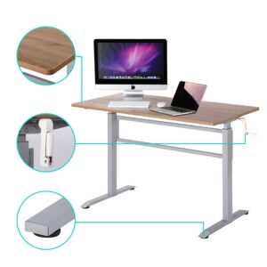 UNICOO Manual Standing Desk Adjustable Height Heavy Duty Game Desk, Crank Adjustable Desk, Adjustable Computer Desk, Manual Stand Up Desk with Headphone Hook,48 x 24 Inches(SYK01-Grey Oak)