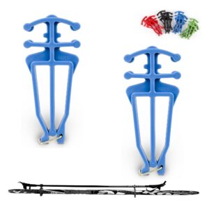 bagdent cross country skis and poles holder – 1 pair, universal nordic ski pole carrier (blue)