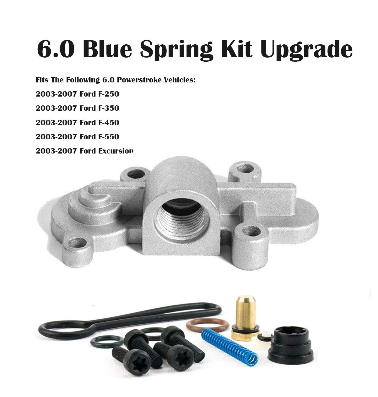 6.0 Blue Spring Kit Upgrade,fuel pressure Regulator Kit - Fits Ford Blue Spring Kit 6.0 Powerstroke F250, F350, F450, F550 2003, 2004, 2005, 2006, 2007- Replaces 3C3Z-9T517-AG, 3C3Z9T517AG