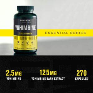 Jacked Factory Yohimbine Extra Strength Supplement, 270 Capsules - Premium Yohimbe Bark Extract for Experienced Users - Body Recomposition, Energy & More - Zero Fillers - 270 Veggie Capsule Pills