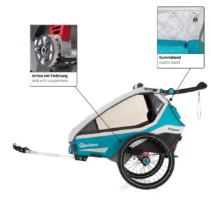 Kidgoo1 2020 Bike Trailer for Children,Toddlers, Kids, Single Seat, 3-in-1 Hood, Adjustable Height, 5-Point Seat Belt, Folding Frame (Petrol)