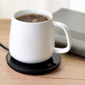 coffee warmer for desk,4.6inch electric cup warmer pad for coffee tea milk water, touch heating thin minimalist cup mat warm pad for office home desk use (black)
