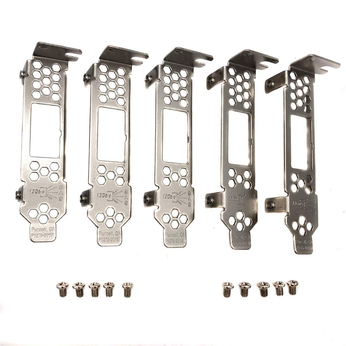 spartshome 5pcs Generic Low Profile Brackets with Screws Replacement for DELL PERC H830 LSI SAS 9300-8e PCI-e HBA LSI SAS00343 SAS3008 12Gb PCI-e HBA Lenovo 00AE914