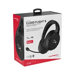 HyperX Cloud Flight S - Wireless Gaming Headset, 7.1 Surround Sound, 30 Hour Battery Life, Qi Wireless Charging, Detachable Microphone with LED Mute Indicator, Compatible with PC & PS4