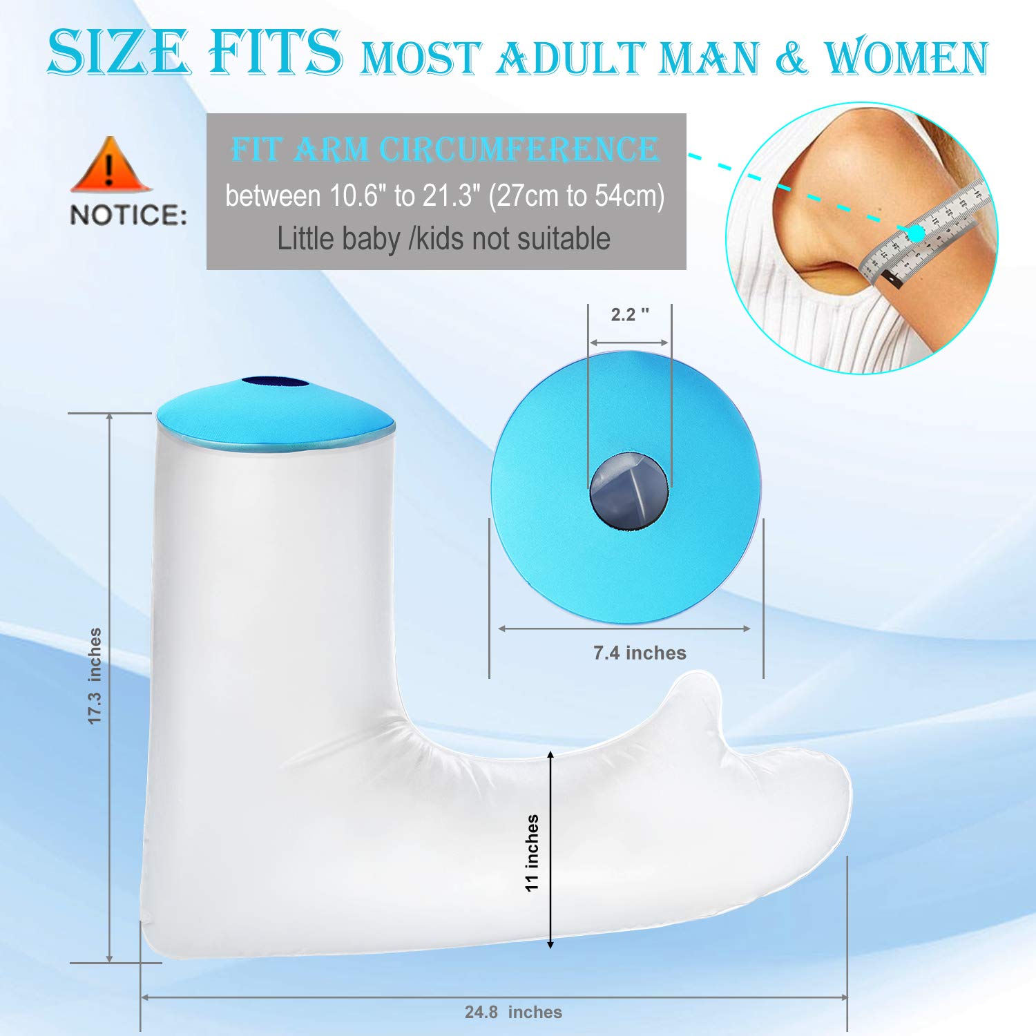 Cast Covers for Shower Arm Adult Waterproof Long full Protector Cover Soft Comfortable Watertight Seal to Keep Wounds Dry Bath Bandage Broken Hand,Wrist,Finger,Elbow Reusable Durable