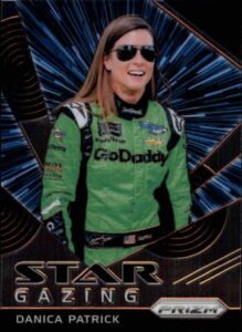 2018 panini prizm star gazing #67 danica patrick godaddy.com/premium motorsports/chevrolet racing card