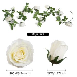 Huata 3PCS 6.56Ft Artificial Rose Flower Silk Vine Hanging Wedding Decor Garlands Home Outdoor Indoor Decor Flower (Champagne)