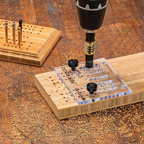 Small Cribbage Board Templates (3 Players, Straight Track) - Woodworking Kit w/ 1/8'' Self-Centering Drill Bit, 1/8'' Indexing Pins – Thick Acrylic Cribbage Board Game Set