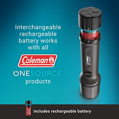 Coleman OneSource Rechargeable LED Flashlight, Water-Resistant, 1000 Lumens, 4800 mAh Battery, 2 Hour Charging Time