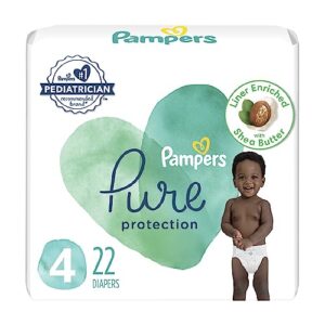 pampers pure protection diapers size 4, 22 count - disposable diapers