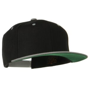 Classic Snapback Wool Blend 2 Tone Cap - Black Silver OSFM