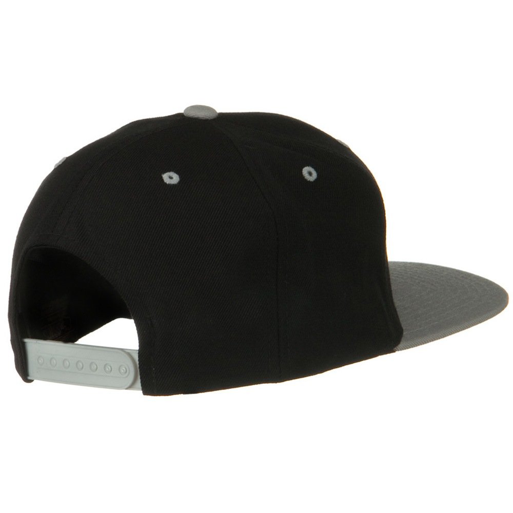 Classic Snapback Wool Blend 2 Tone Cap - Black Silver OSFM