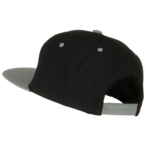 Classic Snapback Wool Blend 2 Tone Cap - Black Silver OSFM