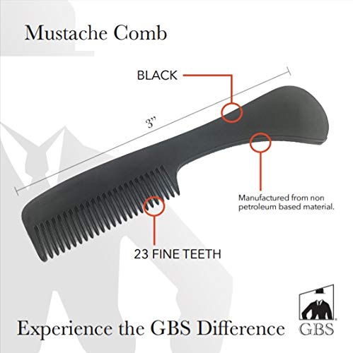 G.B.S Beard and Mustache Comb, Saw-Cut, Polished Pocket-Sized Comb 3 Inches, Black