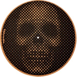 tazstudio premium slipmat - cork turntable mat [4mm thick] for better sound support on vinyl lp record player - cork mat original geometric design psychedelic geometric skull art-m10