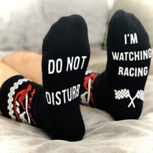 Funny Novelty Full Length Sports Fan Lounge Socks - Great Gift For Sports Fans (Racing)