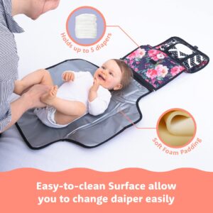 Bliss N Baby Portable Diaper Changing Pad for Parents - Perfect Travel Diaper Changing Mat with Wet Wipe Pouch, Storage Space, Thick Foam Padded Comfort & Waterproof Changing Station