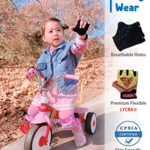 Kids Bike Gloves for Balanced Bike Mountain Bicycle Biking I Breathable Fingerless Toddler Kids Cycling Gloves with Extra Protective Cushions I CPSIA Certified Riding Gloves for Girl Boy