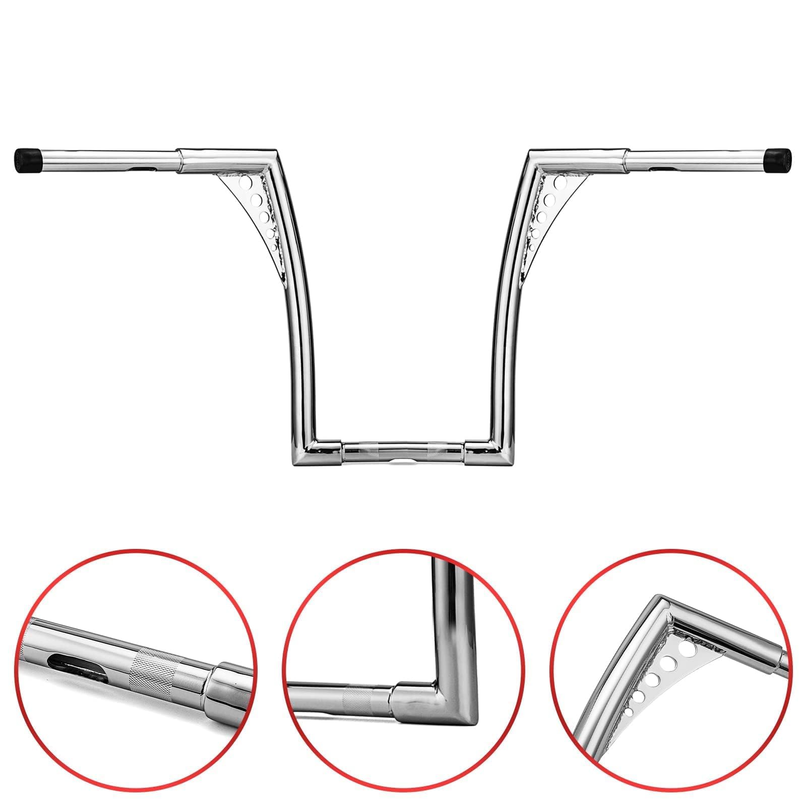 WeiSen Chrome 14" Ape Monkey Bar Handlebar 1-1/4" Handle Bars Compatible with Harley Dyna Softail Sportster XL 883 1200 ＆ Touring Road Glide Road King Models