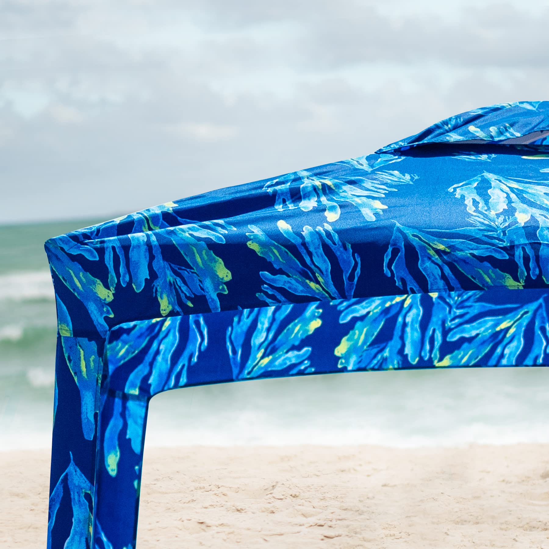 AMMSUN Beach Cabana, 6.2'×6.2' Beach Canopy, Easy Set up and Take Down, Cool Cabana Beach Tent with Sand Pockets, Instant Sun Shelter with Privacy Sunwall, Blue Paint