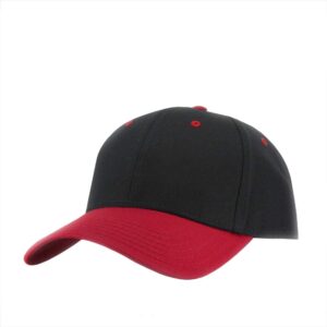 classic vibrant cotton men women low profile structured firm baseball cap (red/black/black)