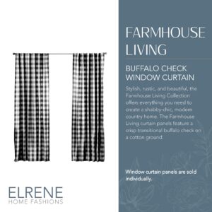 Elrene Home Fashions Farmhouse Living Buffalo-Check Window Curtain Panel, (Black), (52X95)