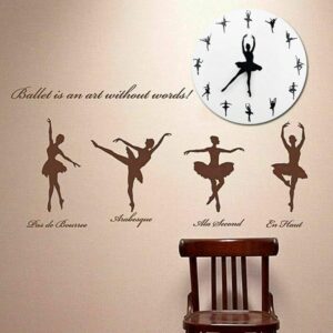 Timelike Ballerina Wall Clock Ballet Dancing Hanging Decor Clock Dancer Home Decor Gift White