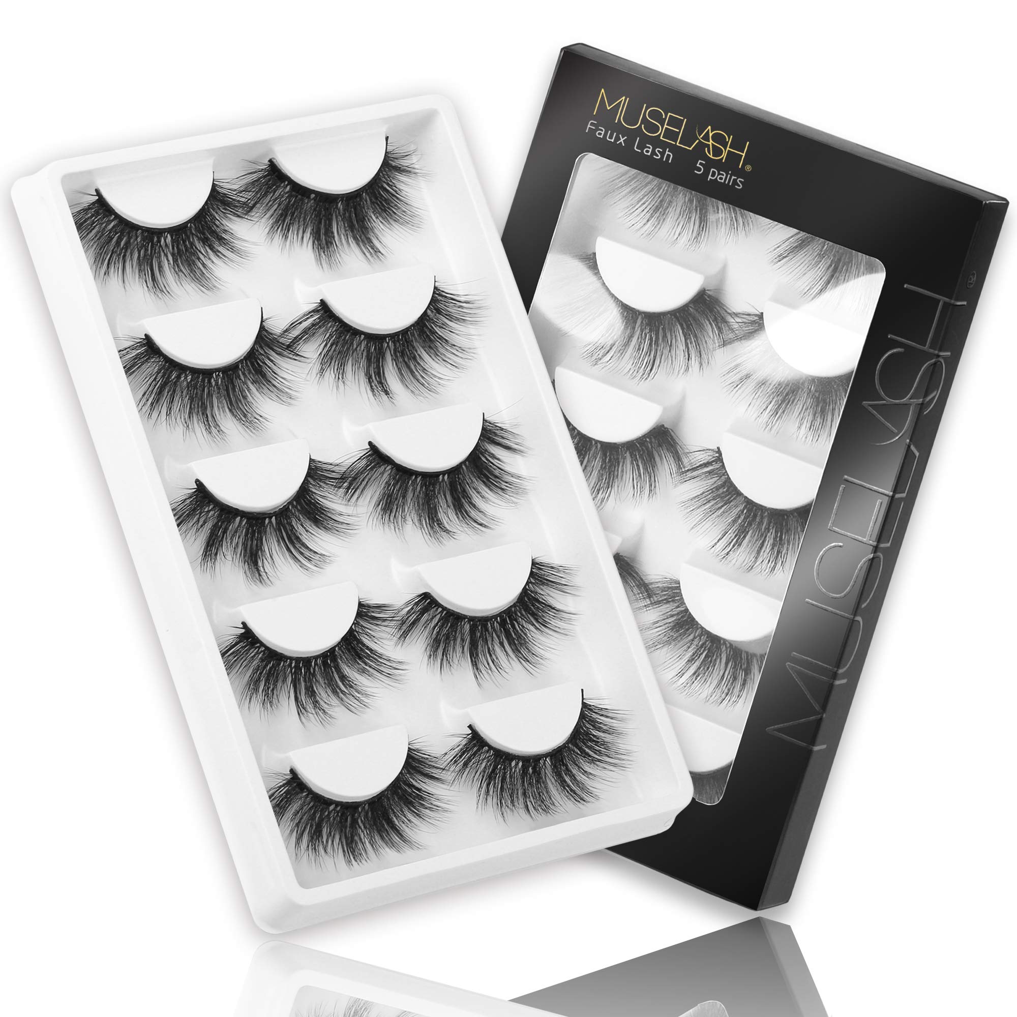 MUSELASH False eyelashes False Lashes 3D set professional 100% Handmade natural, glamorous, demi wispies, volume multipacks, cotton band