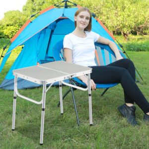 REDCAMP Small Folding Camping Table,2ft Portable Aluminum Outdoor Small Foldable Table Adjustable Height Lightweight for Picnic Cooking Beach