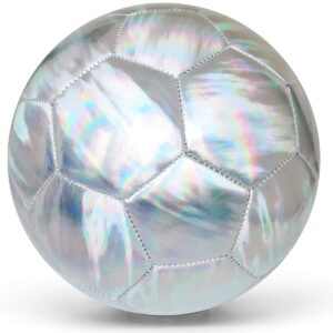 pp picador kids youth soccer ball, sparkling classic soccer balls for girls boys student children training school indoor size 4(white)