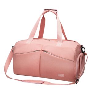 hokemp sports gym bag travel duffel weekender bag shoe compartment with wet pocket for men and women (pink)